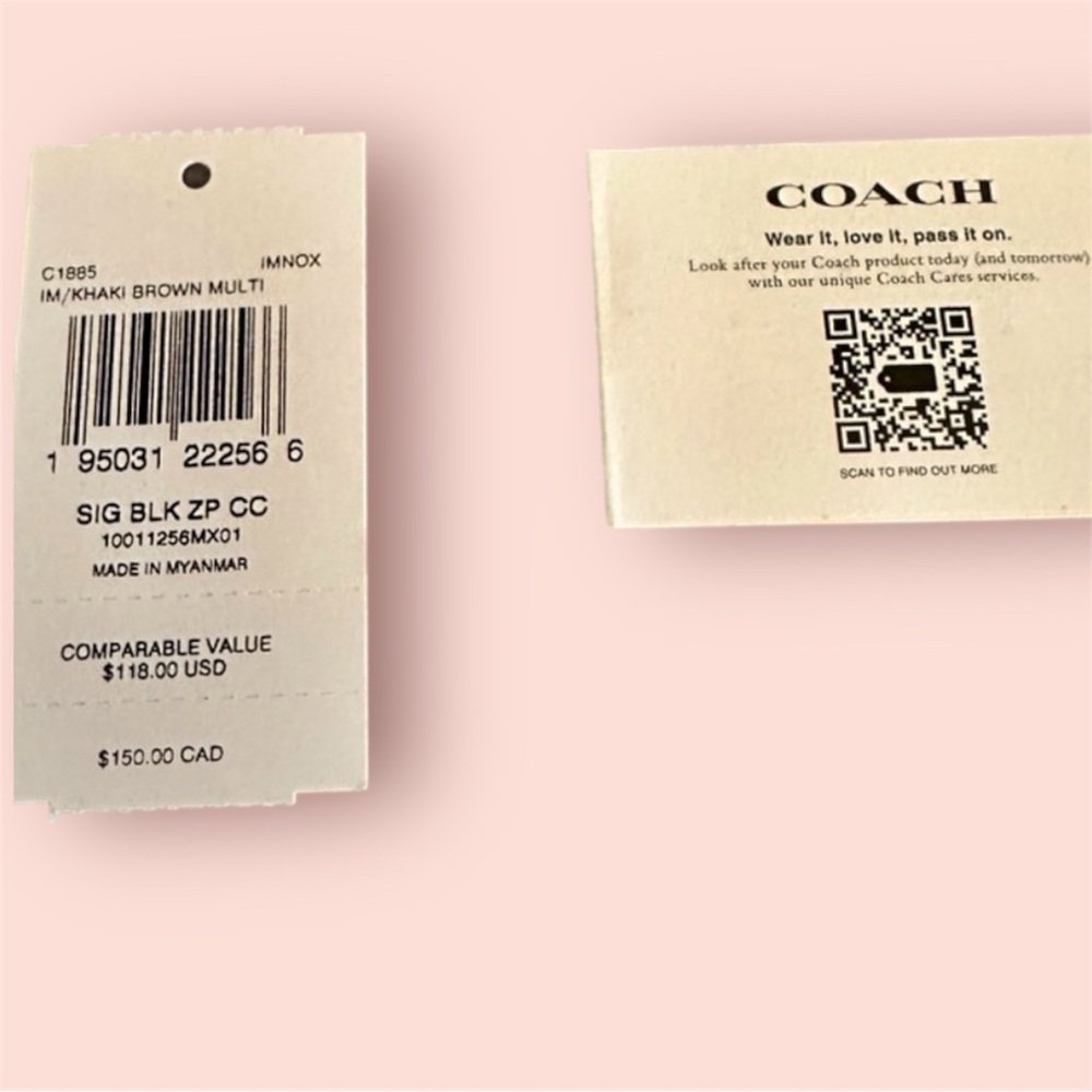 Coach Signature Brown and Zipped Card Holder Wallet - Picture 11 of 12